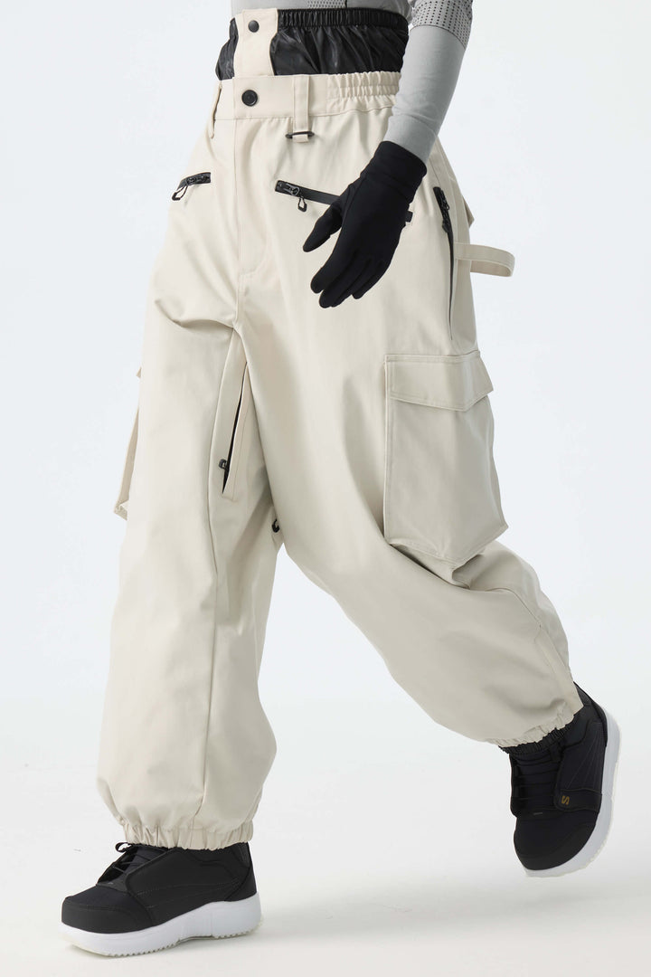 Calça feminina preta térmica impermeável estilo cargo para neve
