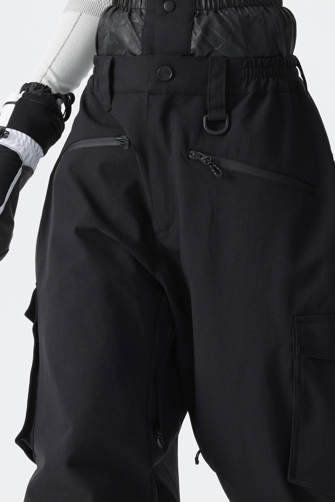Calça feminina preta térmica impermeável estilo cargo para neve