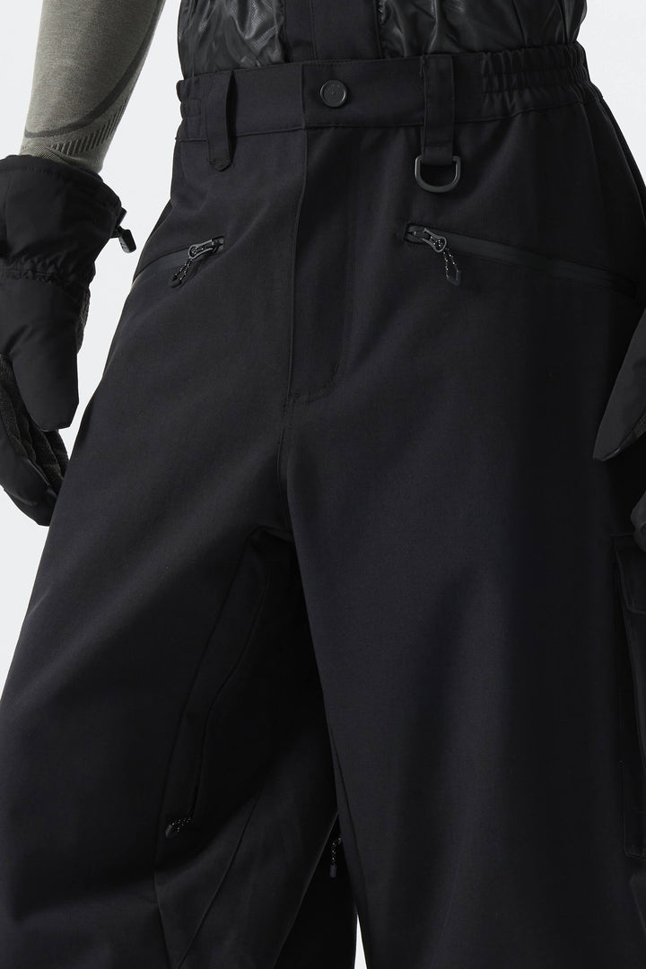 Men's Black Thermal Waterproof Utility Cargo Baggy Snow Pants