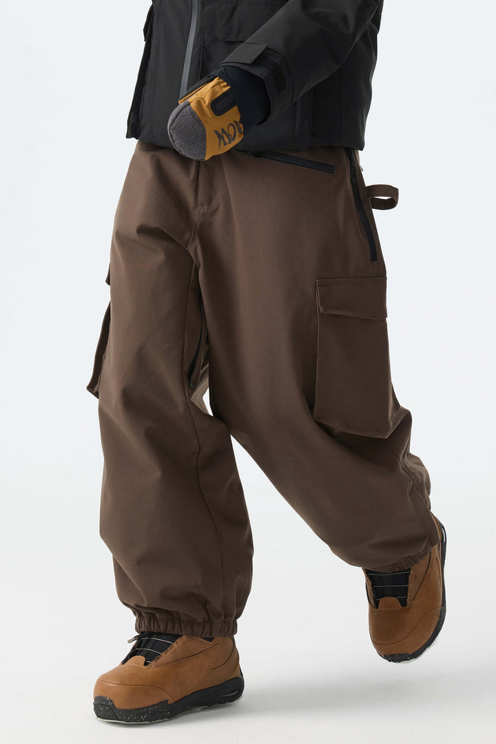Calça feminina preta térmica impermeável estilo cargo para neve