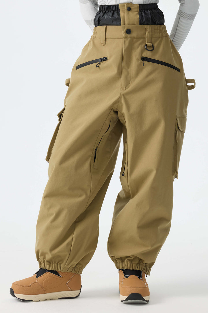 Calça feminina preta térmica impermeável estilo cargo para neve