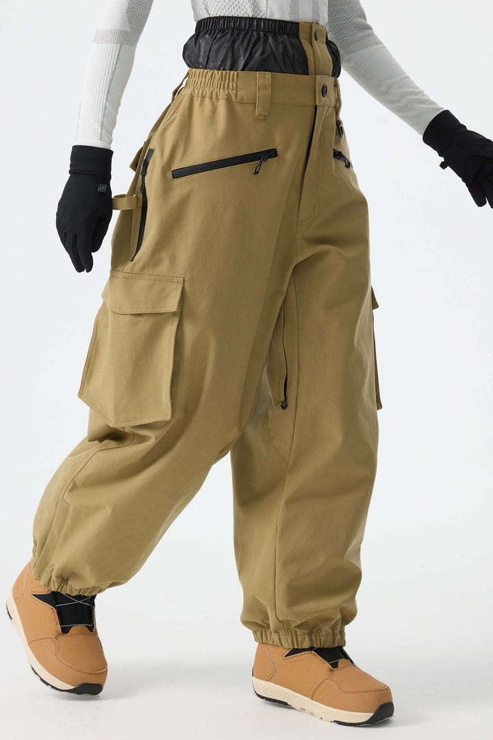 Calça feminina preta térmica impermeável estilo cargo para neve