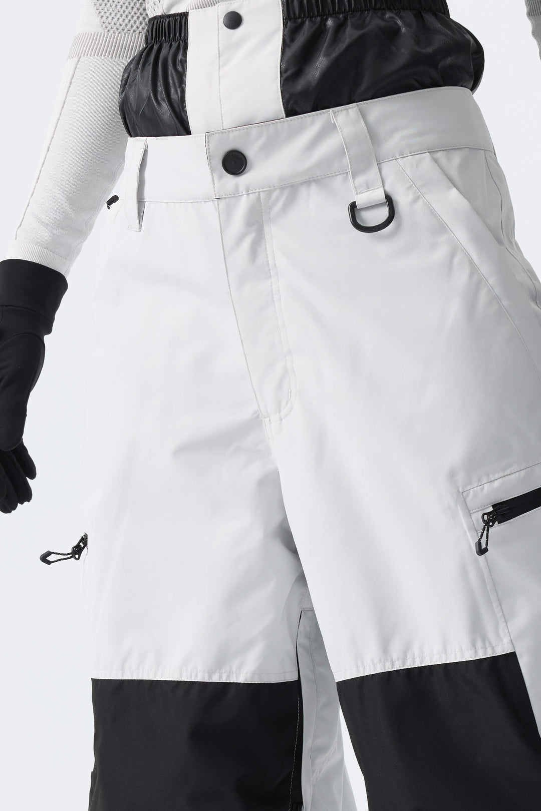 Women's Color-Block Light Grey Structured Waterproof Snow Pants