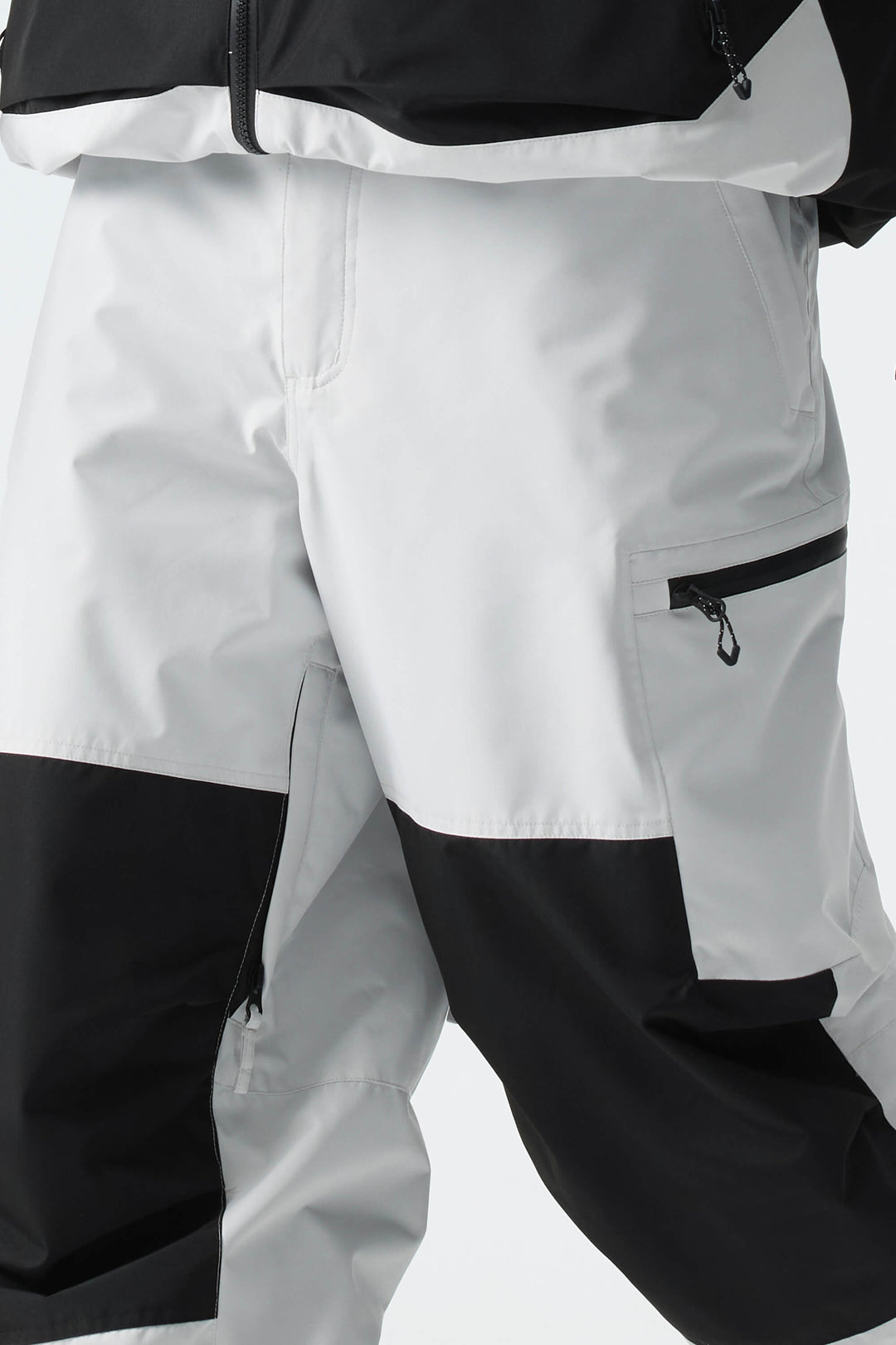 Men's Color-Block Light Grey Structured Waterproof Snow Pants