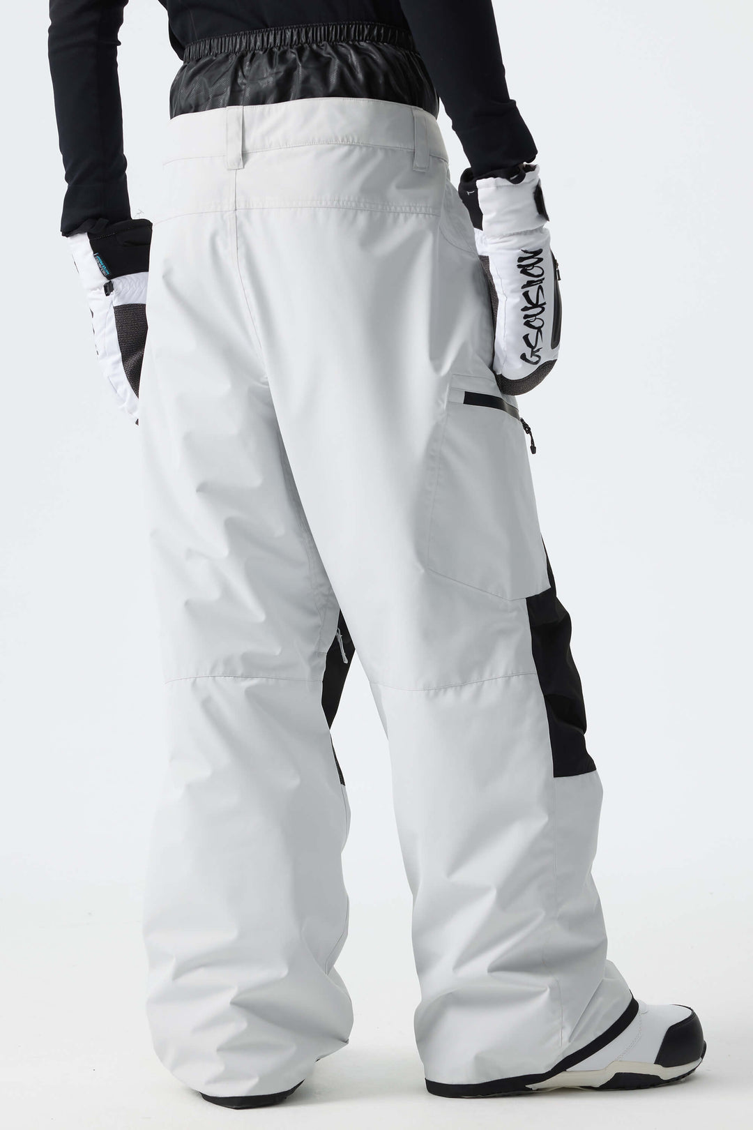 Men's Color-Block Light Grey Structured Waterproof Snow Pants