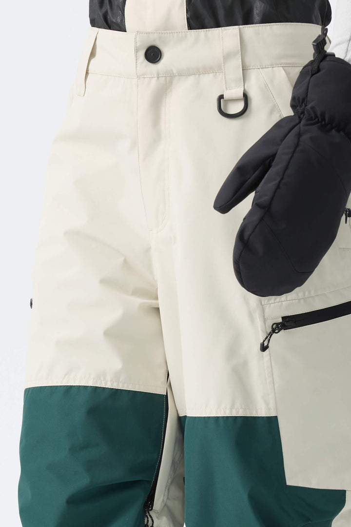 Women's Color-Block Off White Structured Waterproof Snow Pants