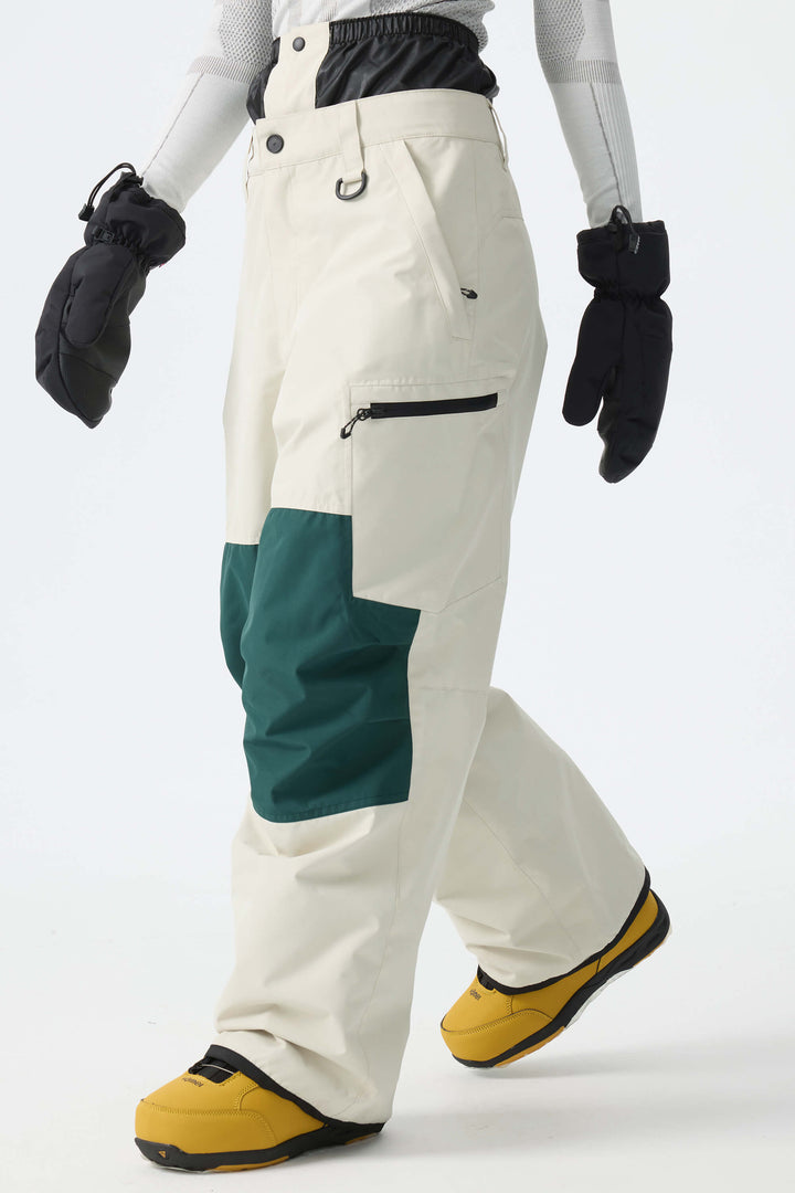 Women's Color-Block Off White Structured Waterproof Snow Pants