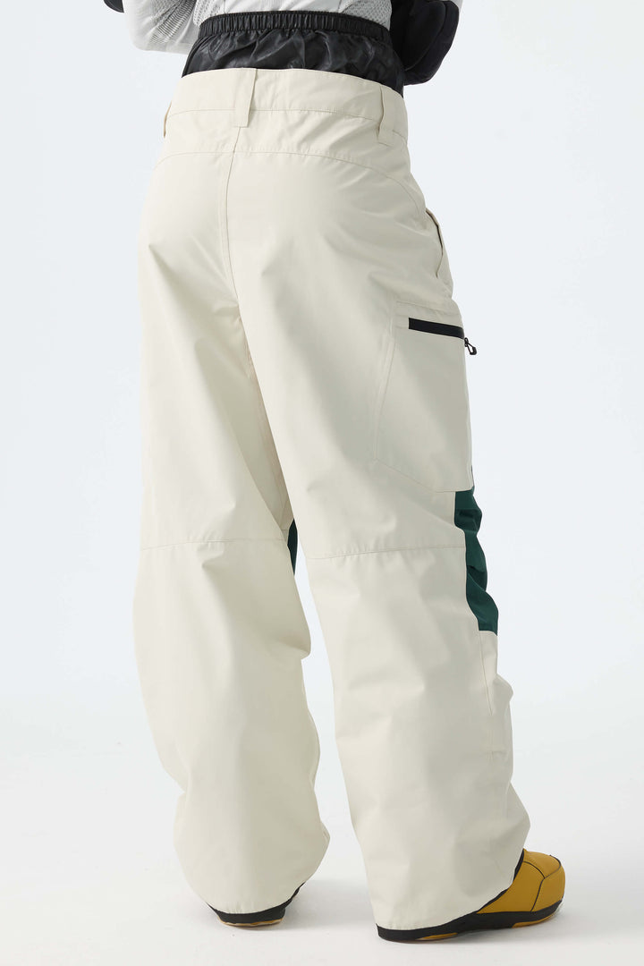 Women's Color-Block Off White Structured Waterproof Snow Pants