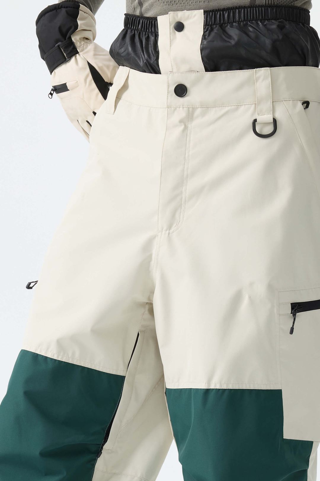 Men's Color-Block Off White Structured Waterproof Snow Pants