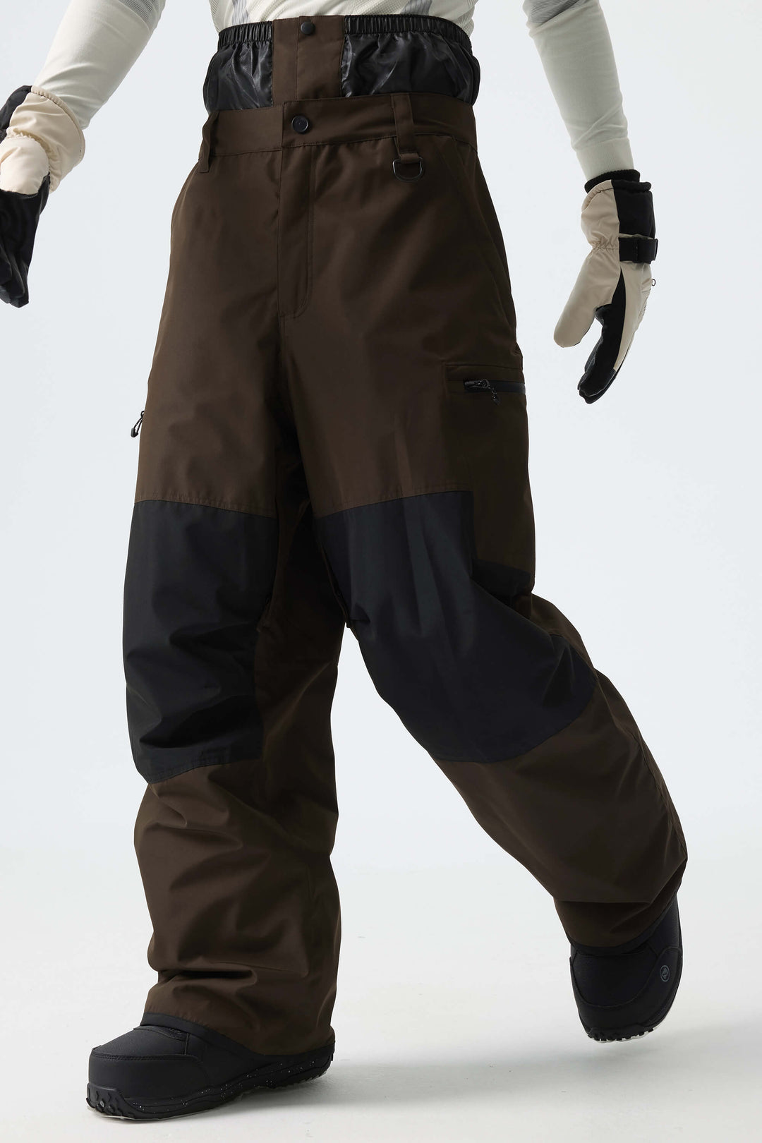 Men's Color-Block Light Grey Structured Waterproof Snow Pants