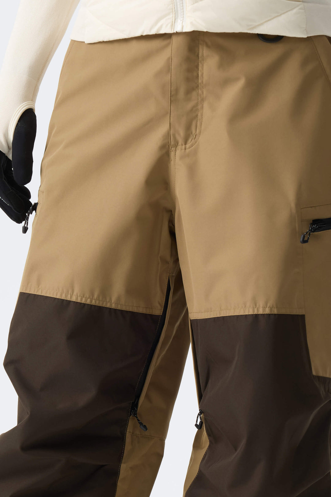 Women's Color-Block Khaki Structured Waterproof Snow Pants