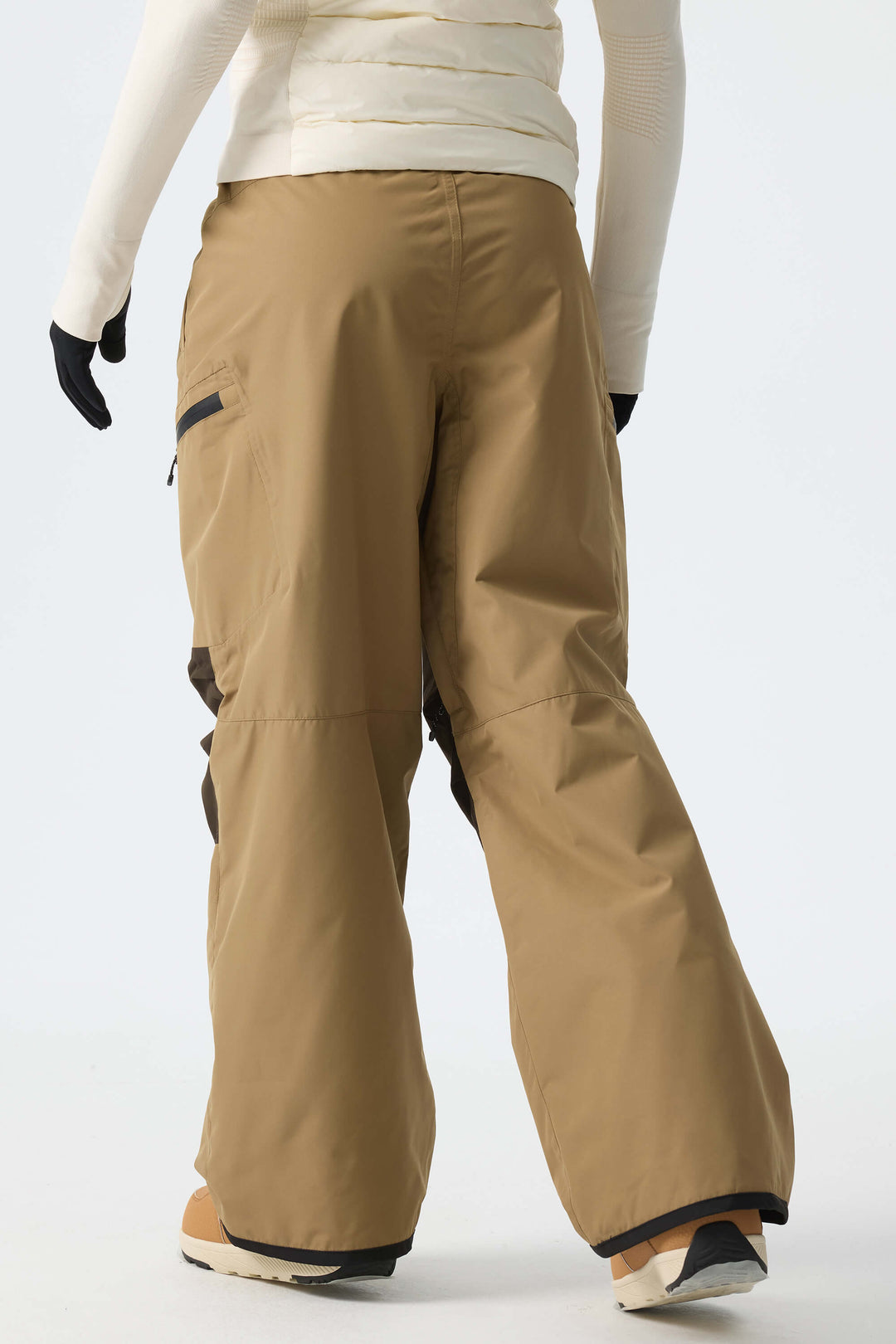 Women's Color-Block Khaki Structured Waterproof Snow Pants