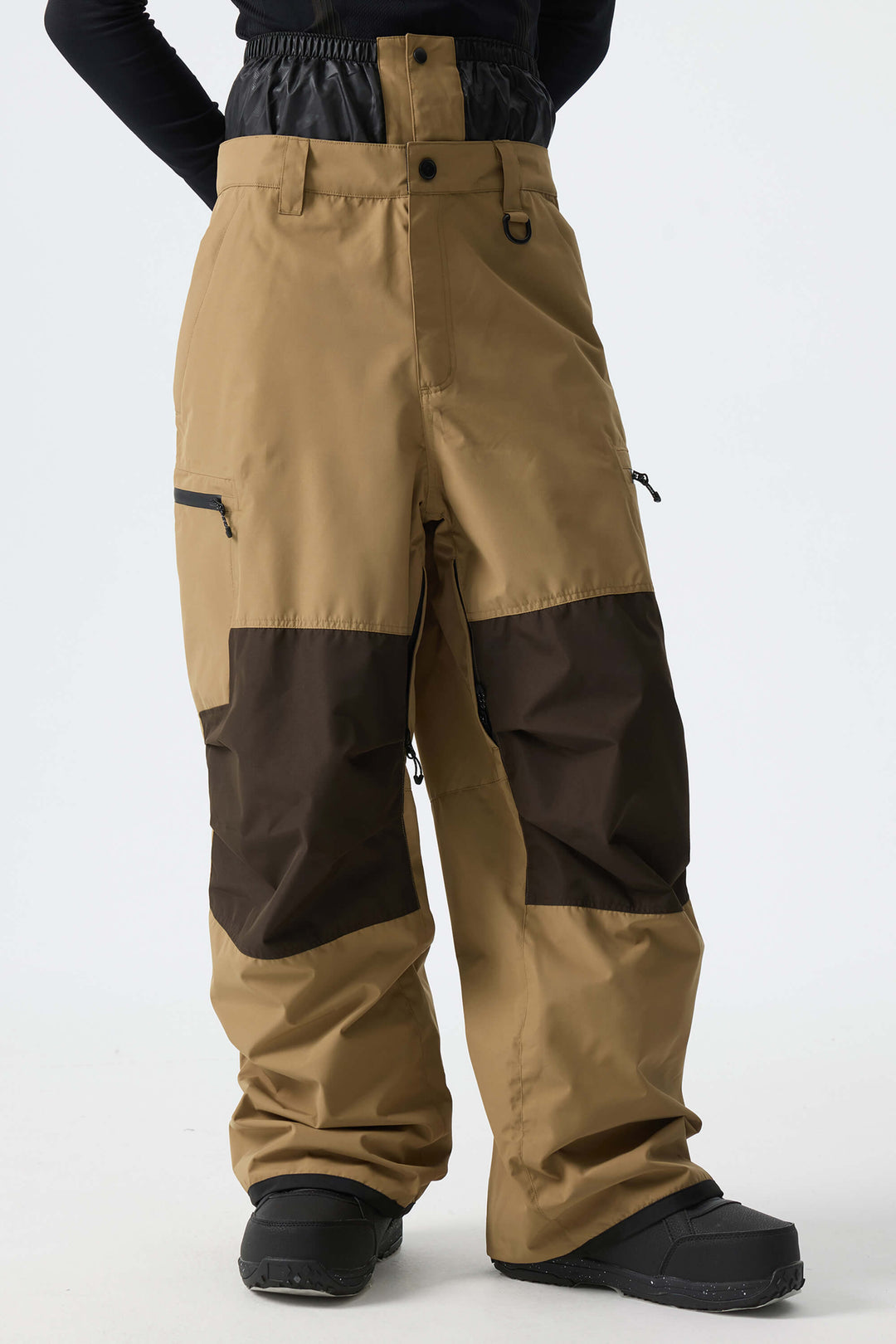 Men's Color-Block Light Grey Structured Waterproof Snow Pants