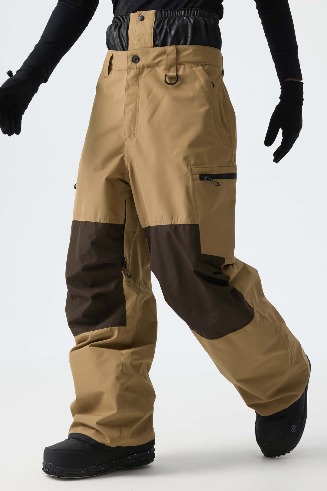Men's Color-Block Light Grey Structured Waterproof Snow Pants