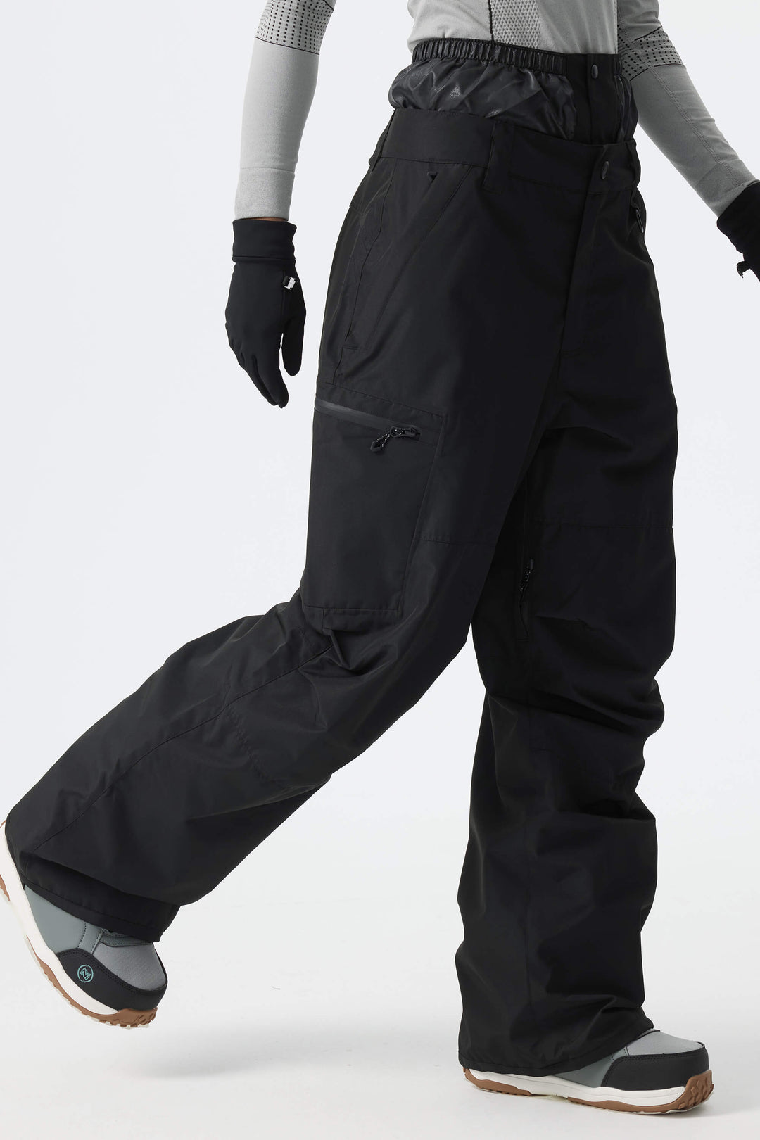 Calça de neve impermeável estruturada preta feminina