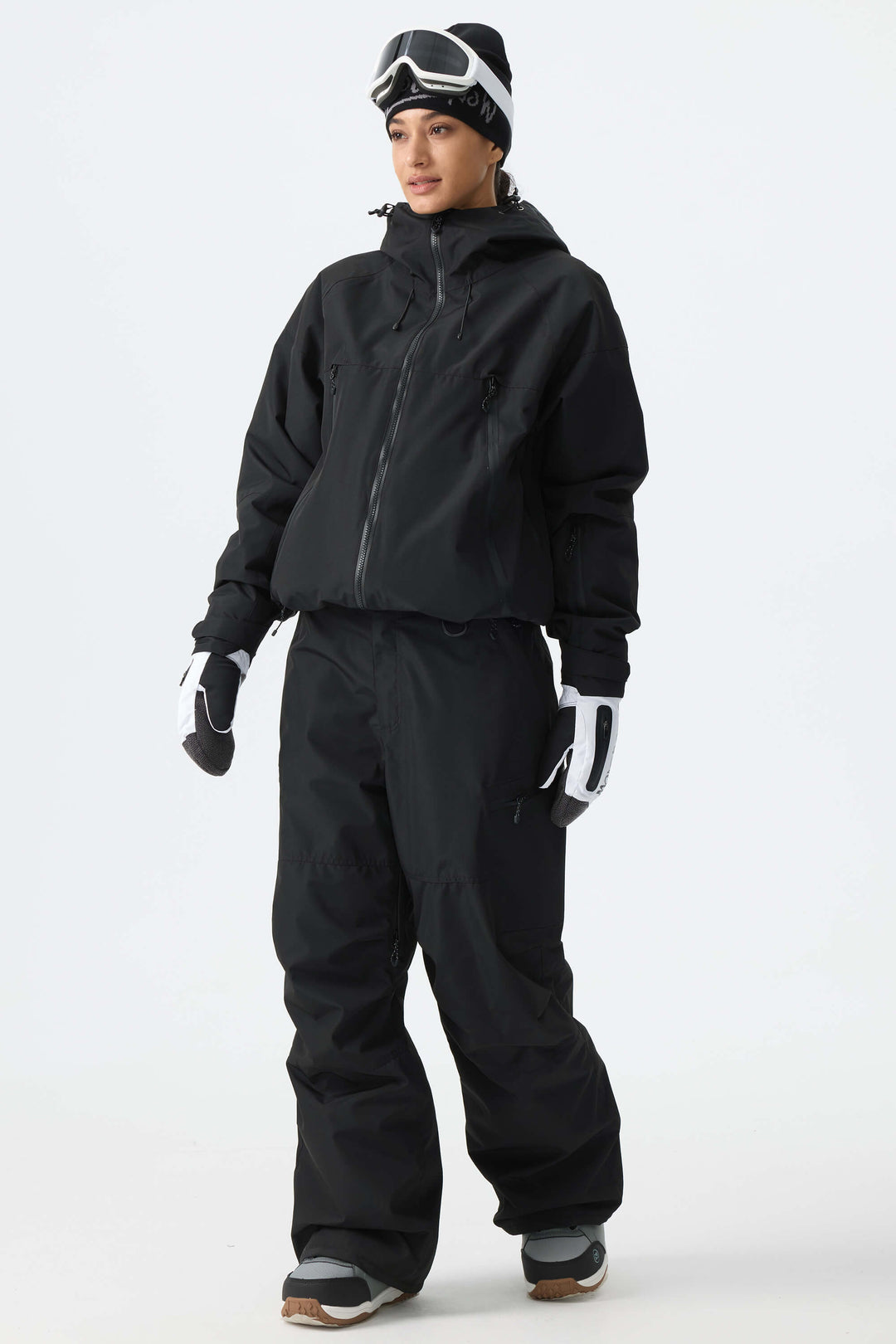 Calça de neve impermeável estruturada preta feminina