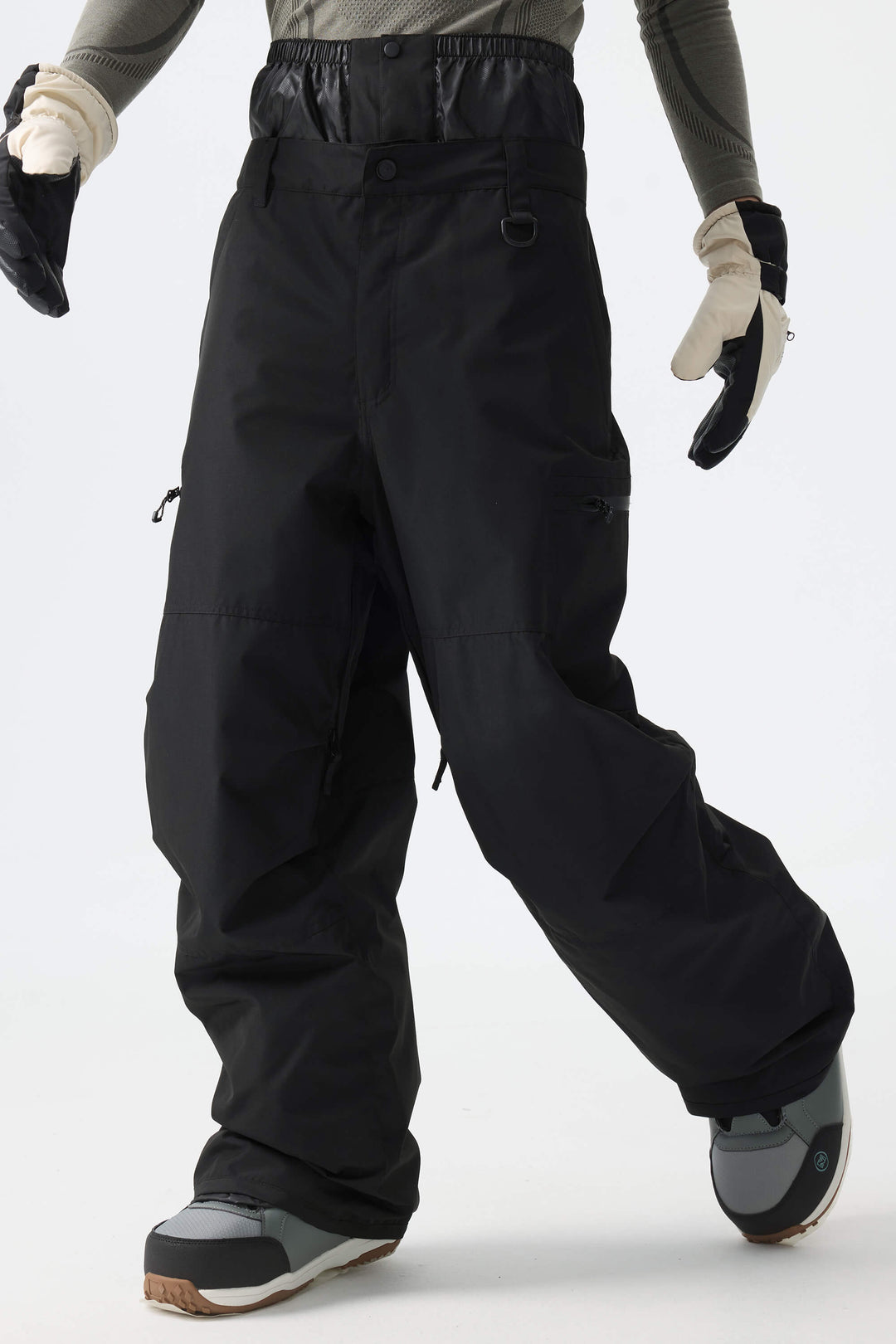 Men's Color-Block Light Grey Structured Waterproof Snow Pants