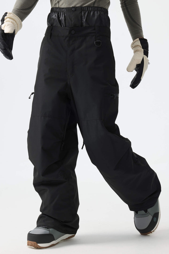 Men's Color-Block Light Grey Structured Waterproof Snow Pants