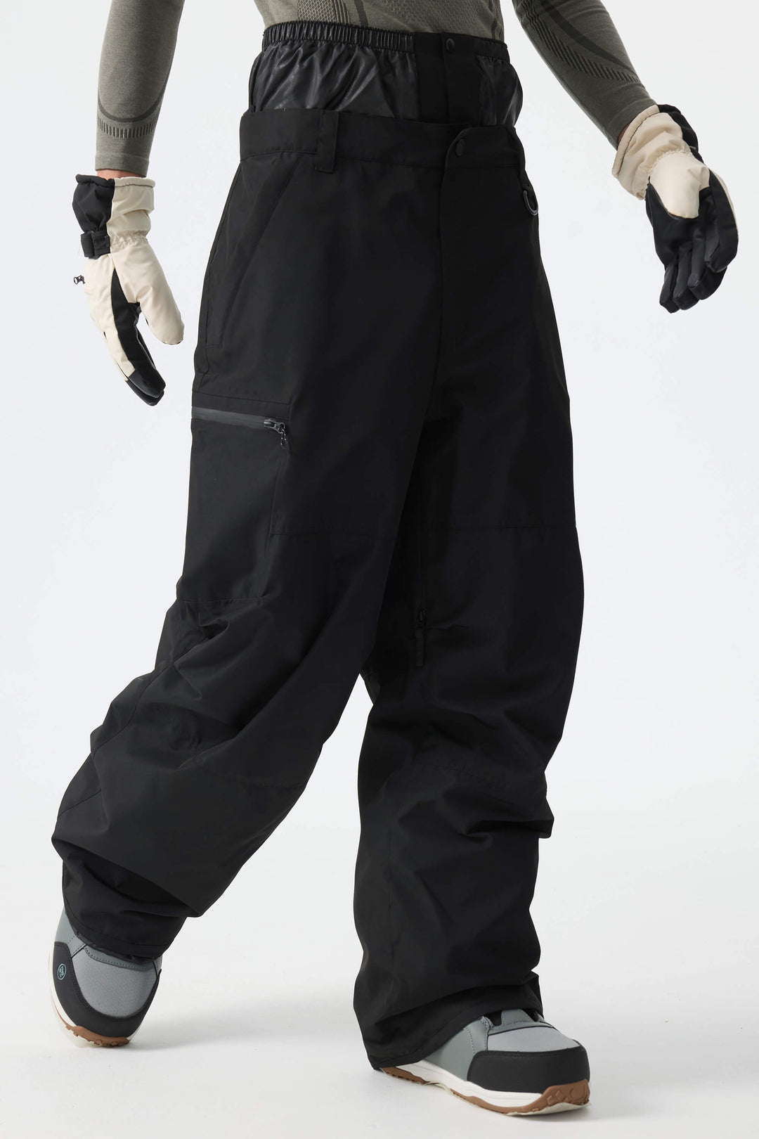 Men's Black Structured Waterproof Snow Pants