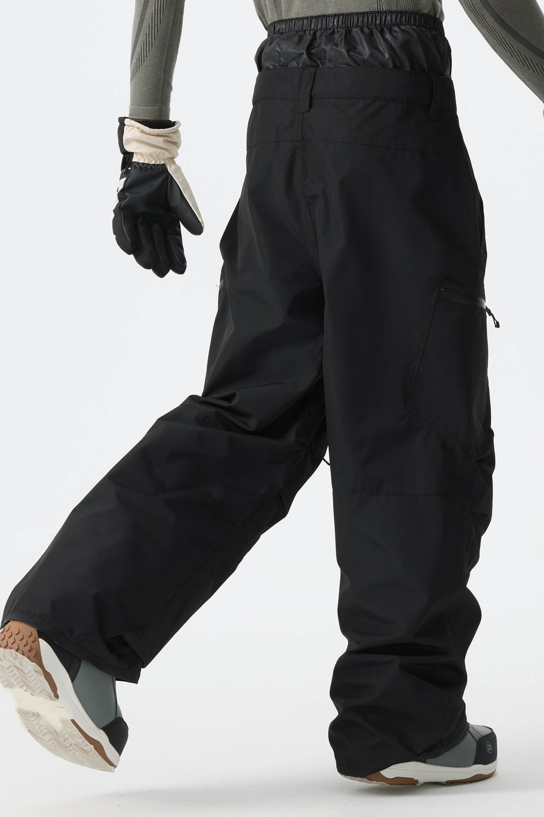 Men's Black Structured Waterproof Snow Pants