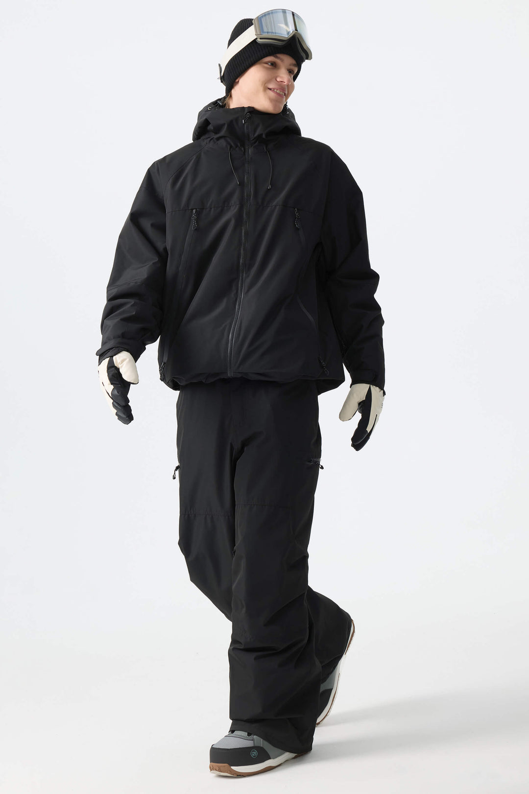 Men's Color-Block Light Grey Structured Waterproof Snow Pants