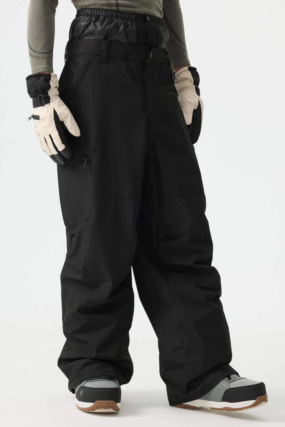 Men's Black Structured Waterproof Snow Pants