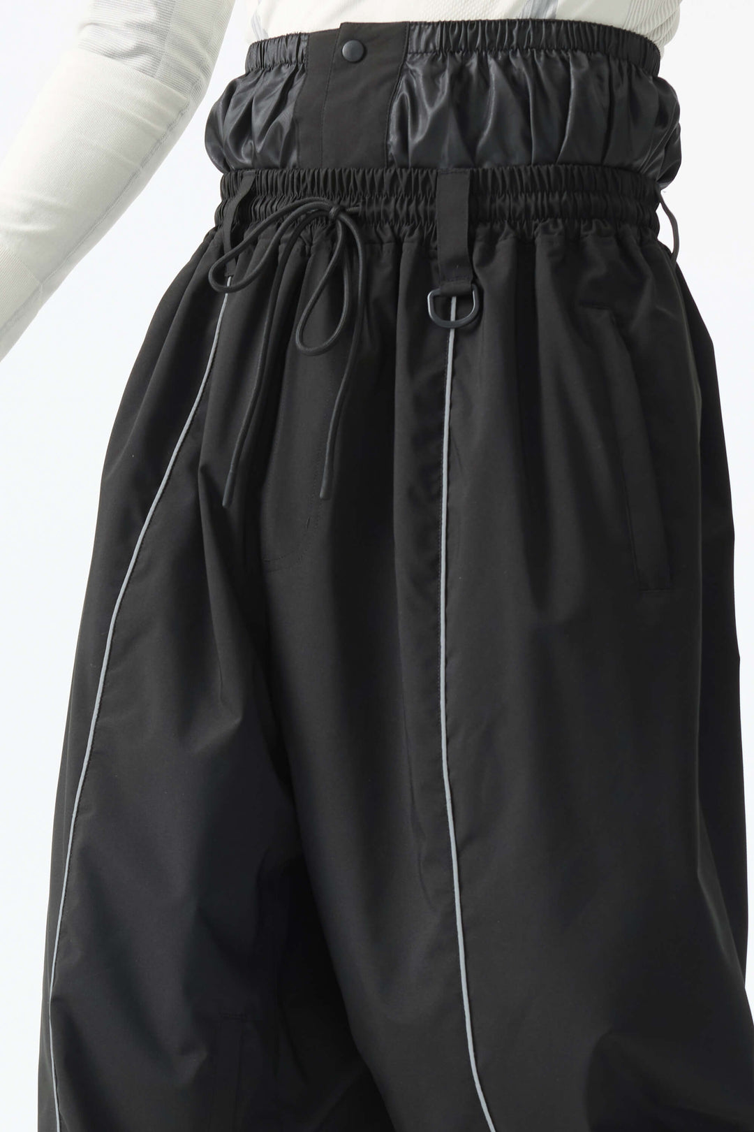 Men's Black Baggy Reflective Piping Snow Pants