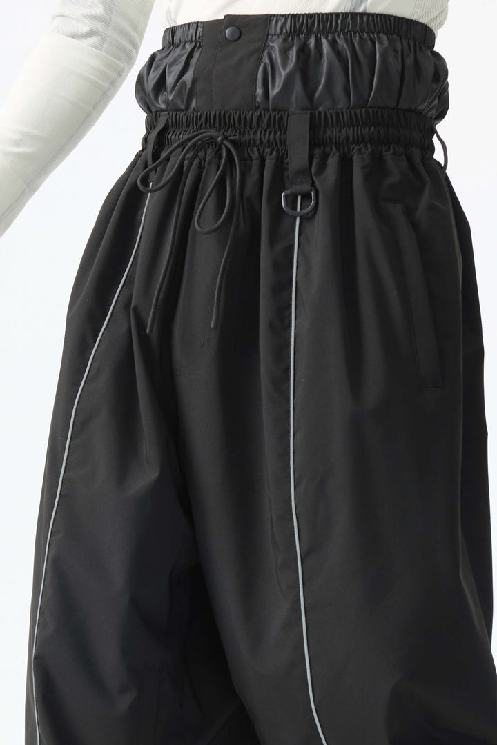 Men's Black Baggy Reflective Piping Snow Pants