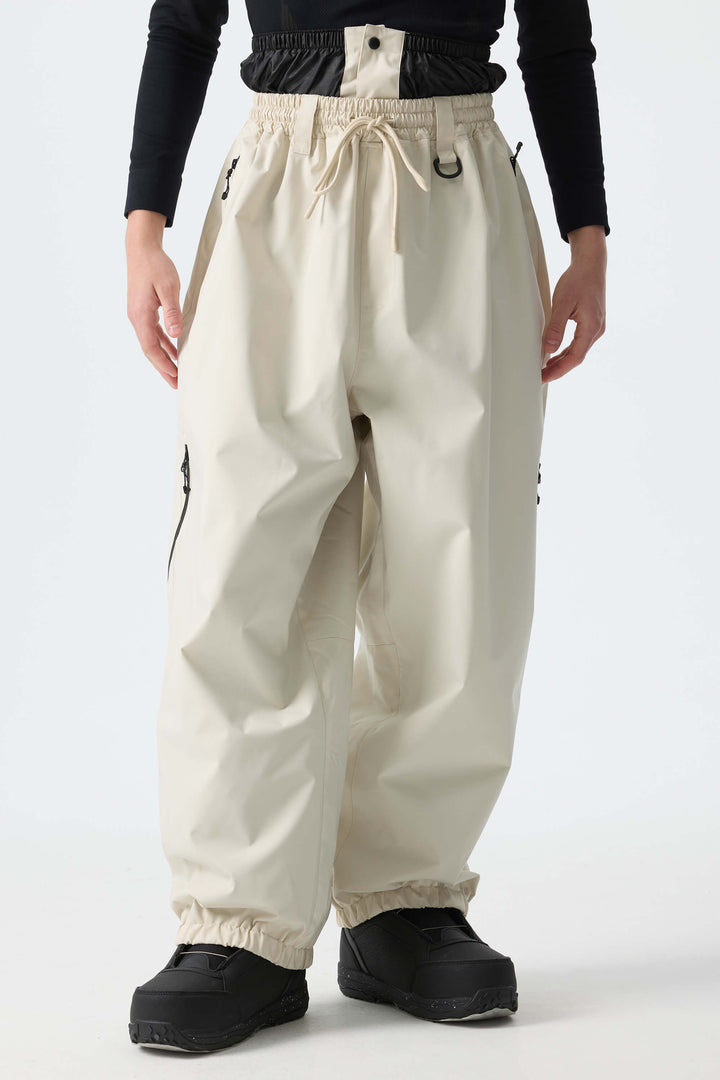 Men’s Off White Baggy Drawstring Snow Pants