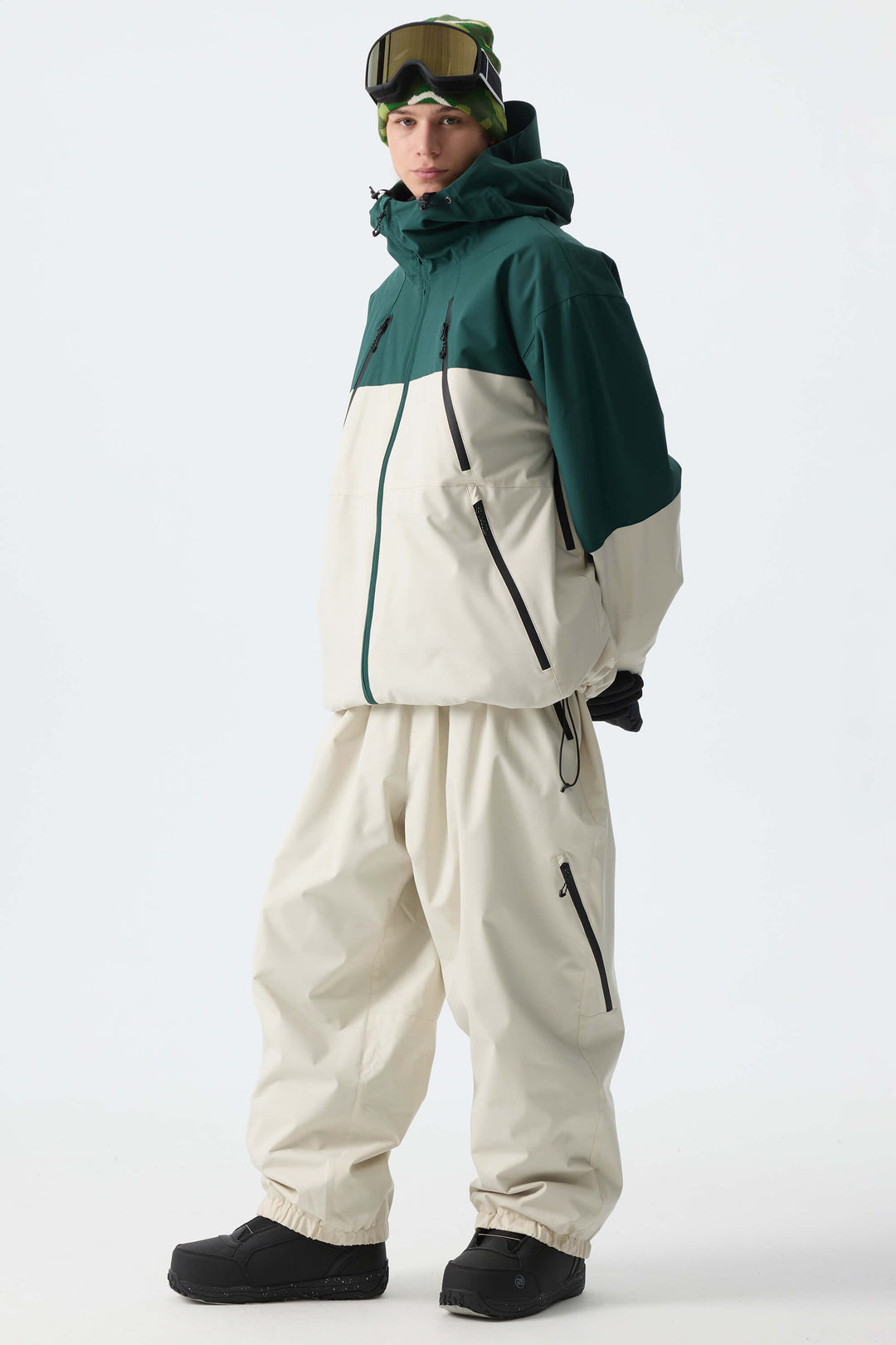 Men’s Off White Baggy Drawstring Snow Pants