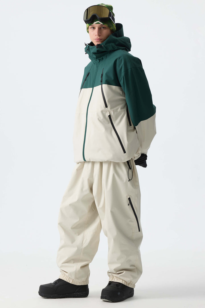 Men’s Off White Baggy Drawstring Snow Pants