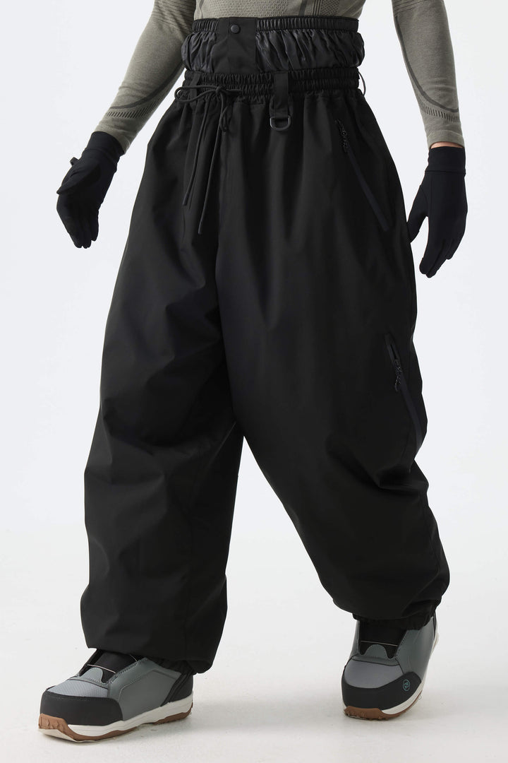 Men’s Black Baggy Drawstring Snow Pants