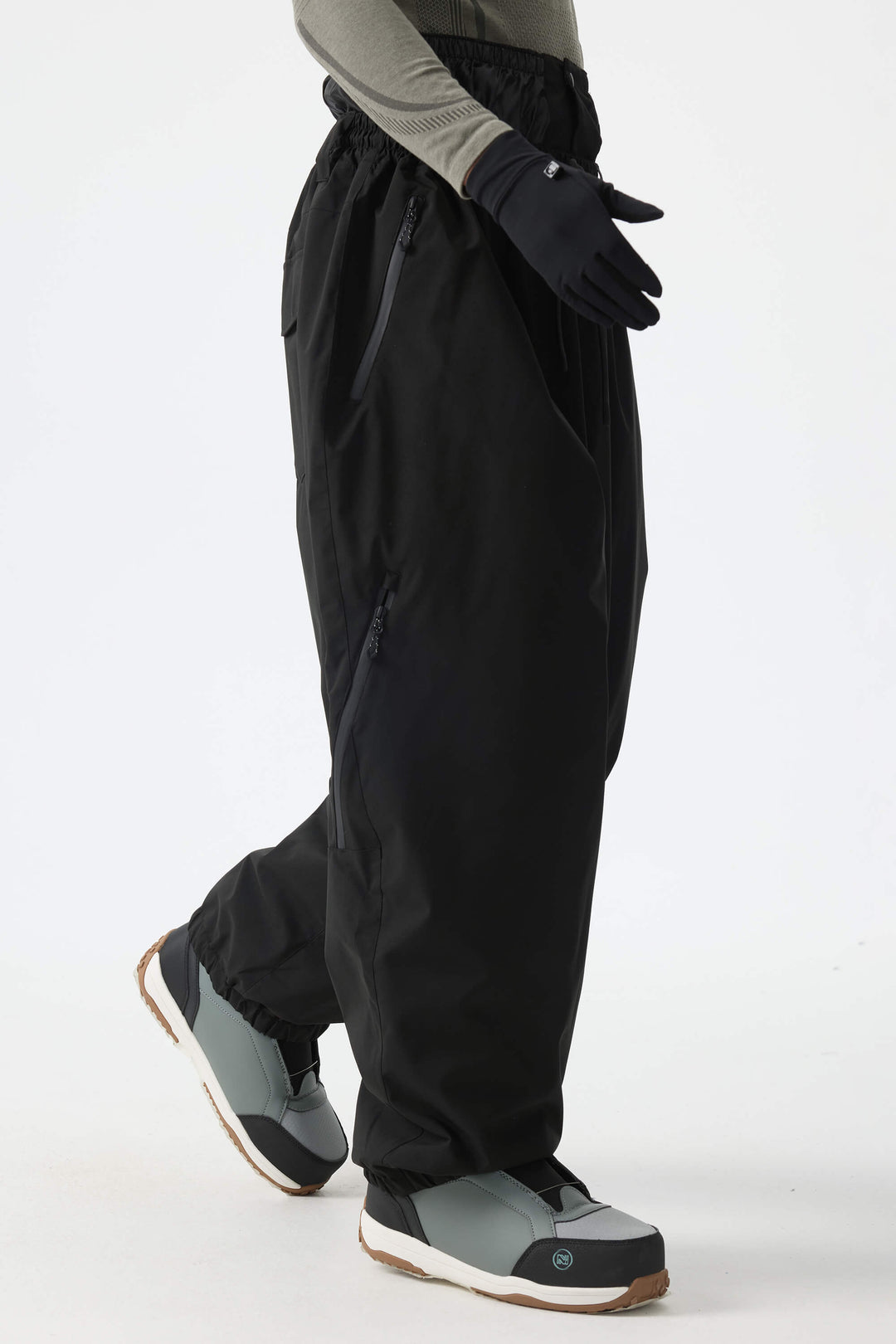 Men’s Black Baggy Drawstring Snow Pants