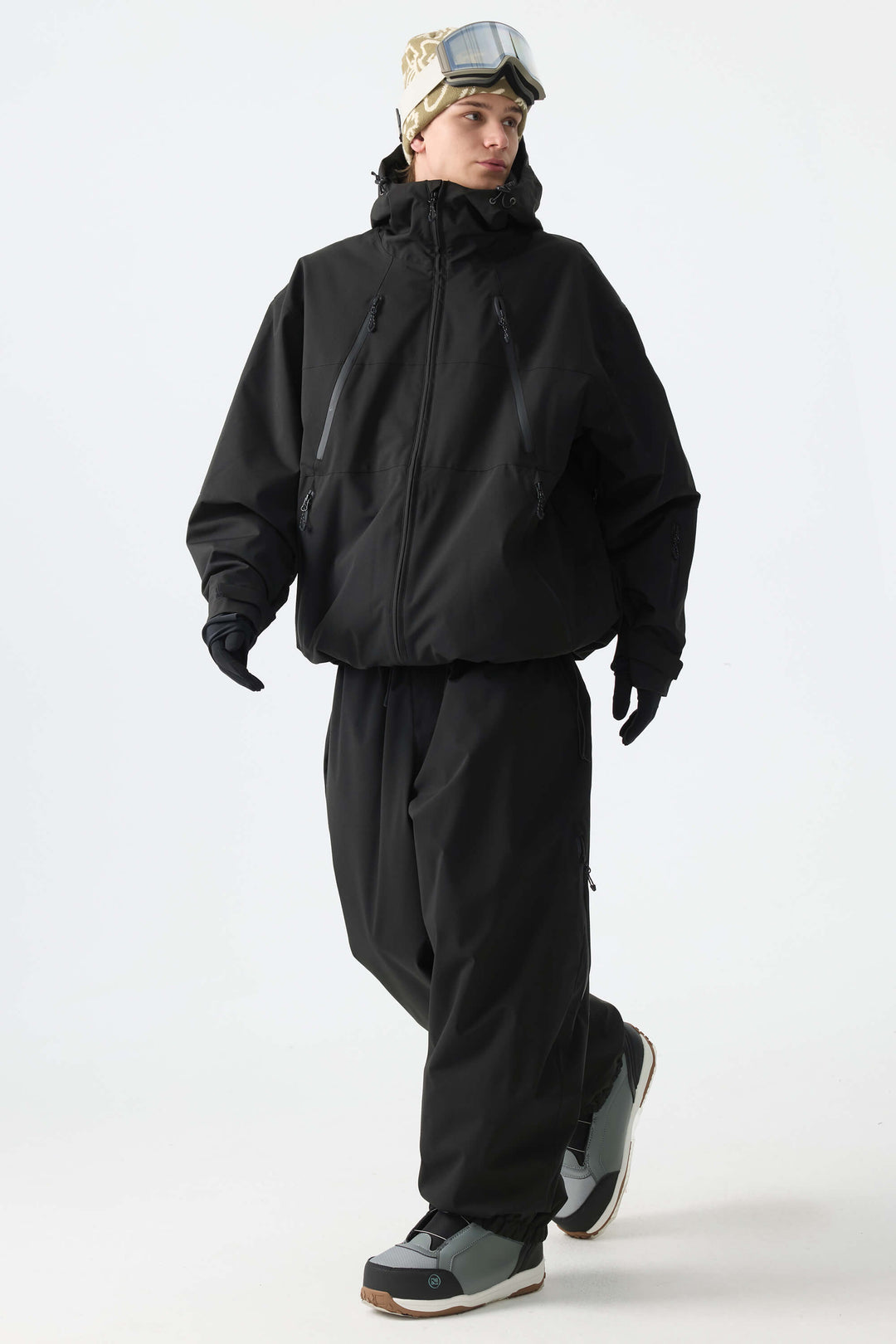 Men’s Black Baggy Drawstring Snow Pants