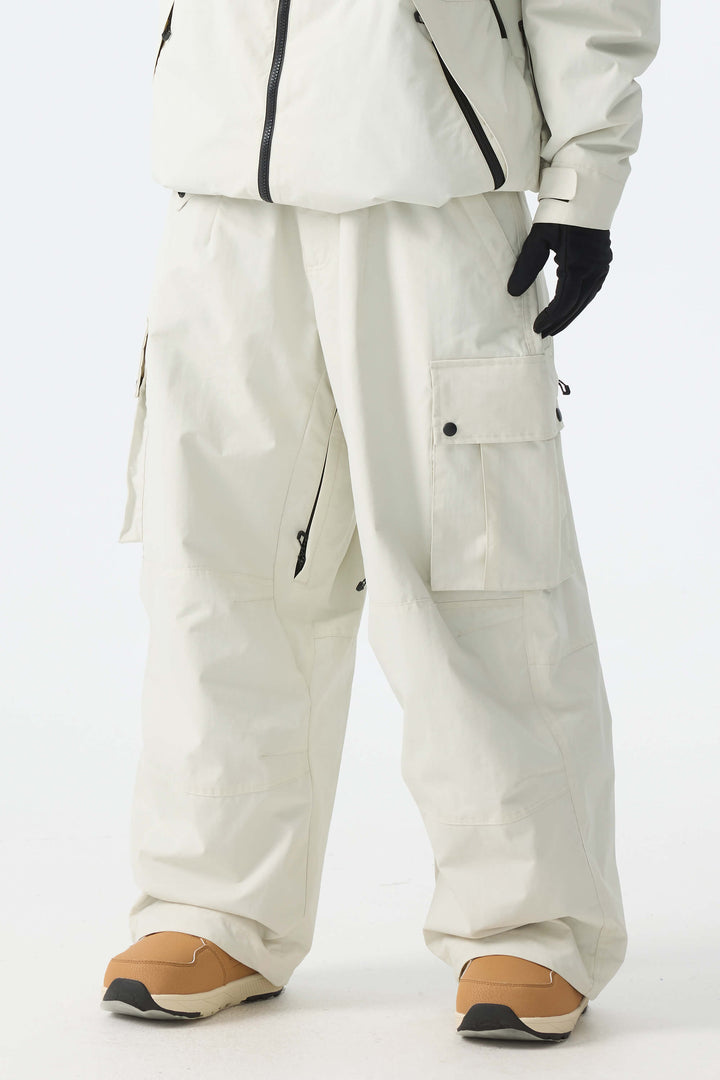 Calça de neve feminina preta estilo cargo folgada
