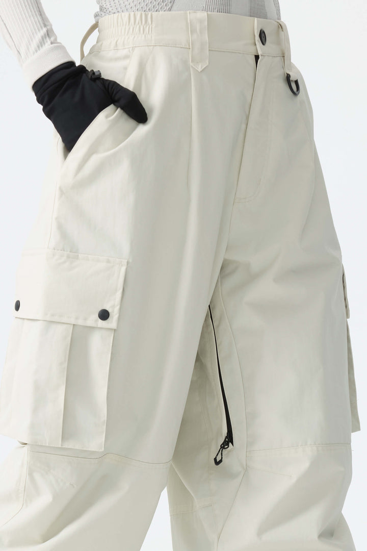 Calça de neve feminina preta estilo cargo folgada
