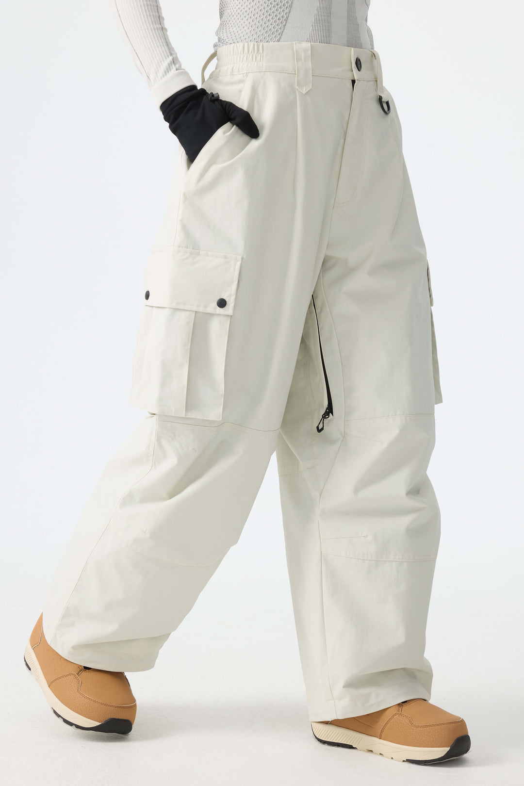 Calça de neve cargo folgada feminina Off White