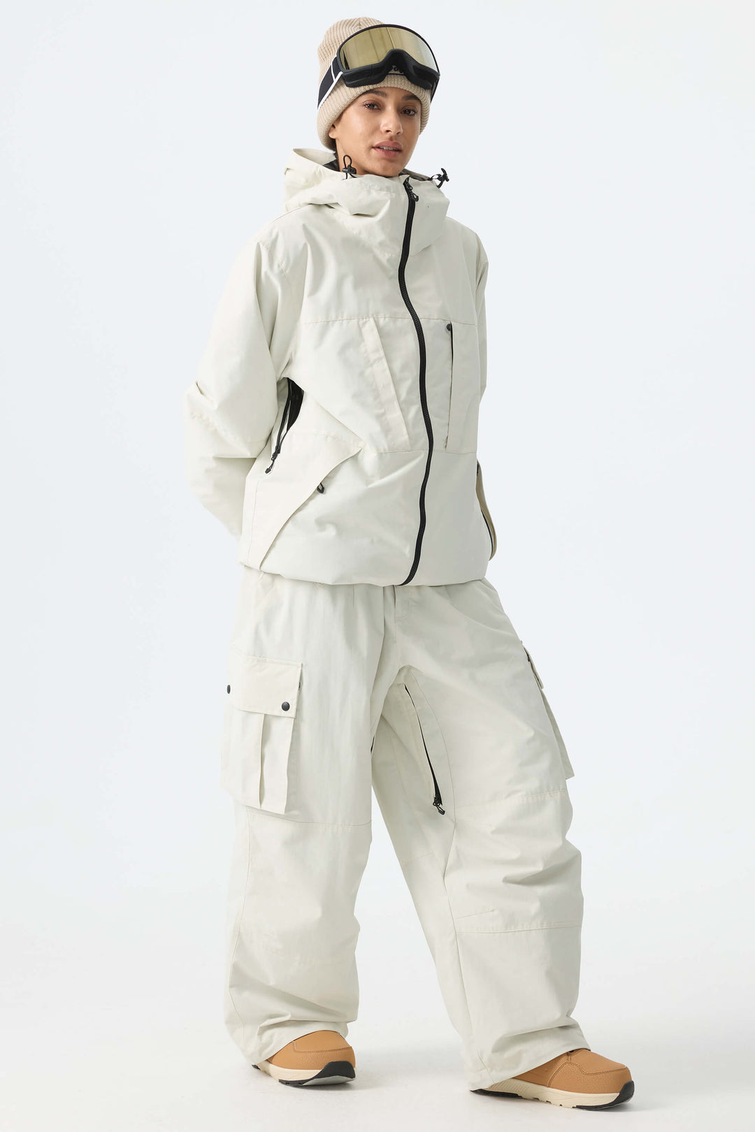 Calça de neve cargo folgada feminina Off White