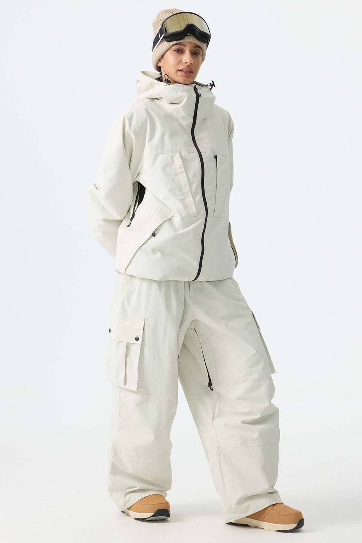 Calça de neve cargo folgada feminina Off White
