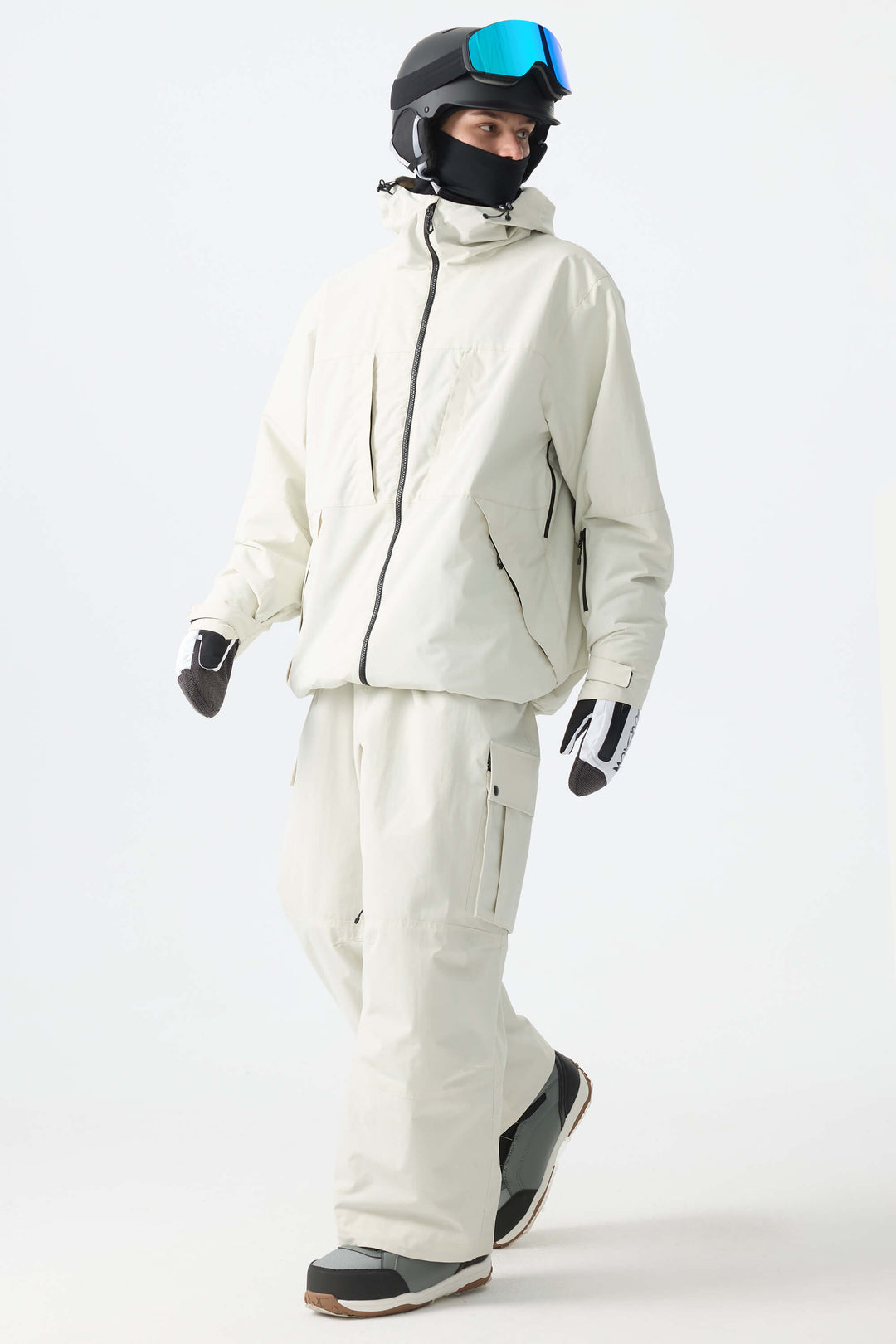 Men’s Off White Baggy Cargo Snow Pants