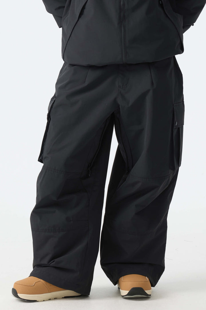 Calça de neve feminina preta estilo cargo folgada