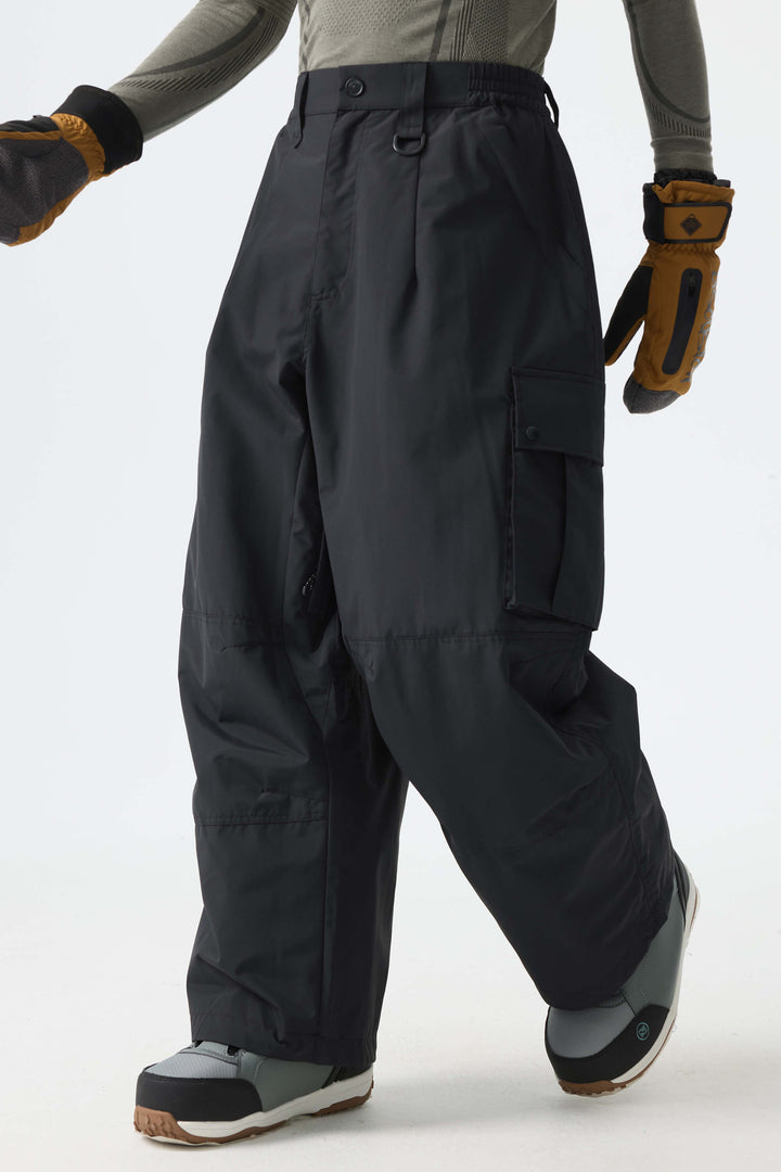 Men’s Black Baggy Cargo Snow Pants