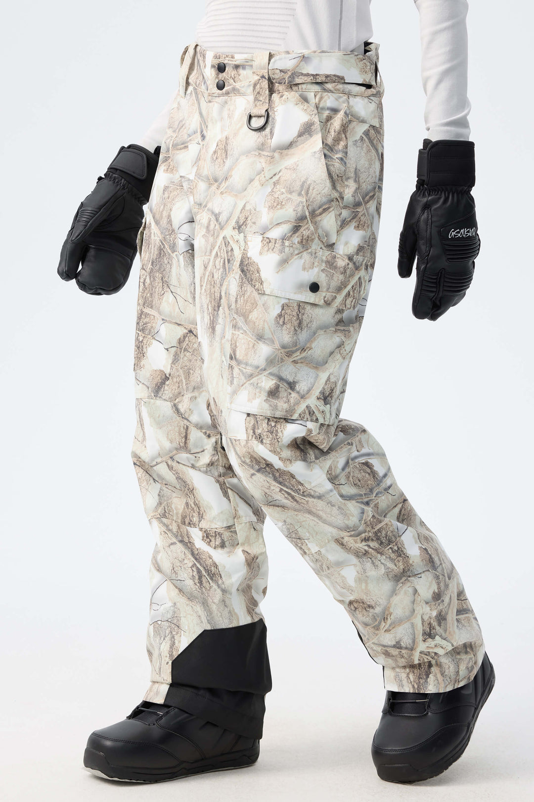 Women’s Snow Woodland Camo High-Back Cargo Snow Pants