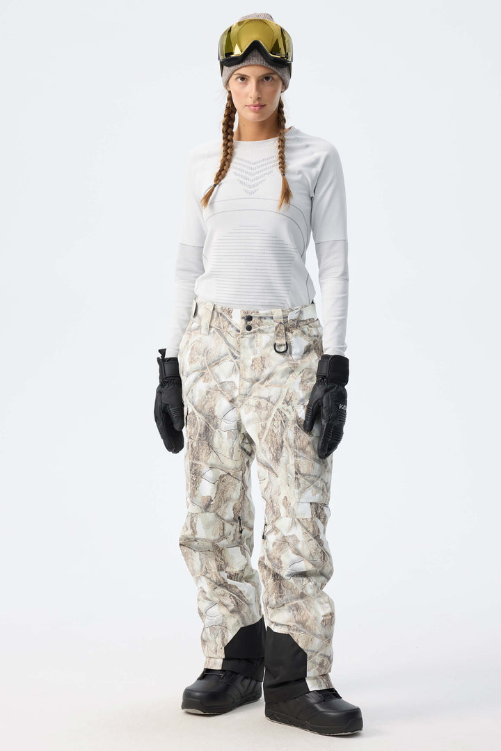 Women’s Snow Woodland Camo High-Back Cargo Snow Pants