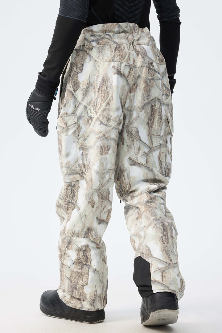 Men’s Snow Woodland Camo High-Back Cargo Snow Pants