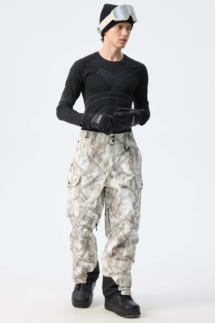 Men’s Snow Woodland Camo High-Back Cargo Snow Pants