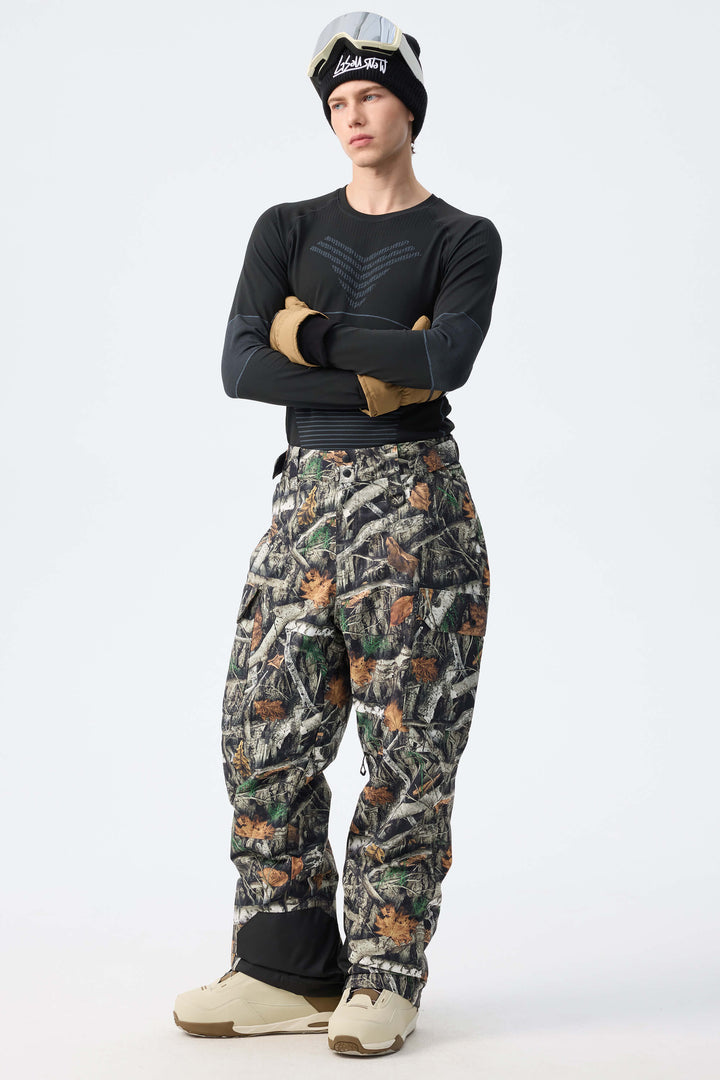 Men’s Bark Woodland Camo High-Back Cargo Snow Pants