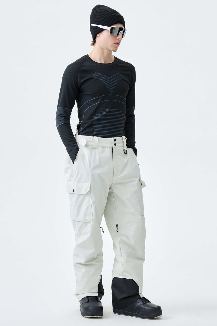 Men's Off White High-Back Cargo Snow Pants