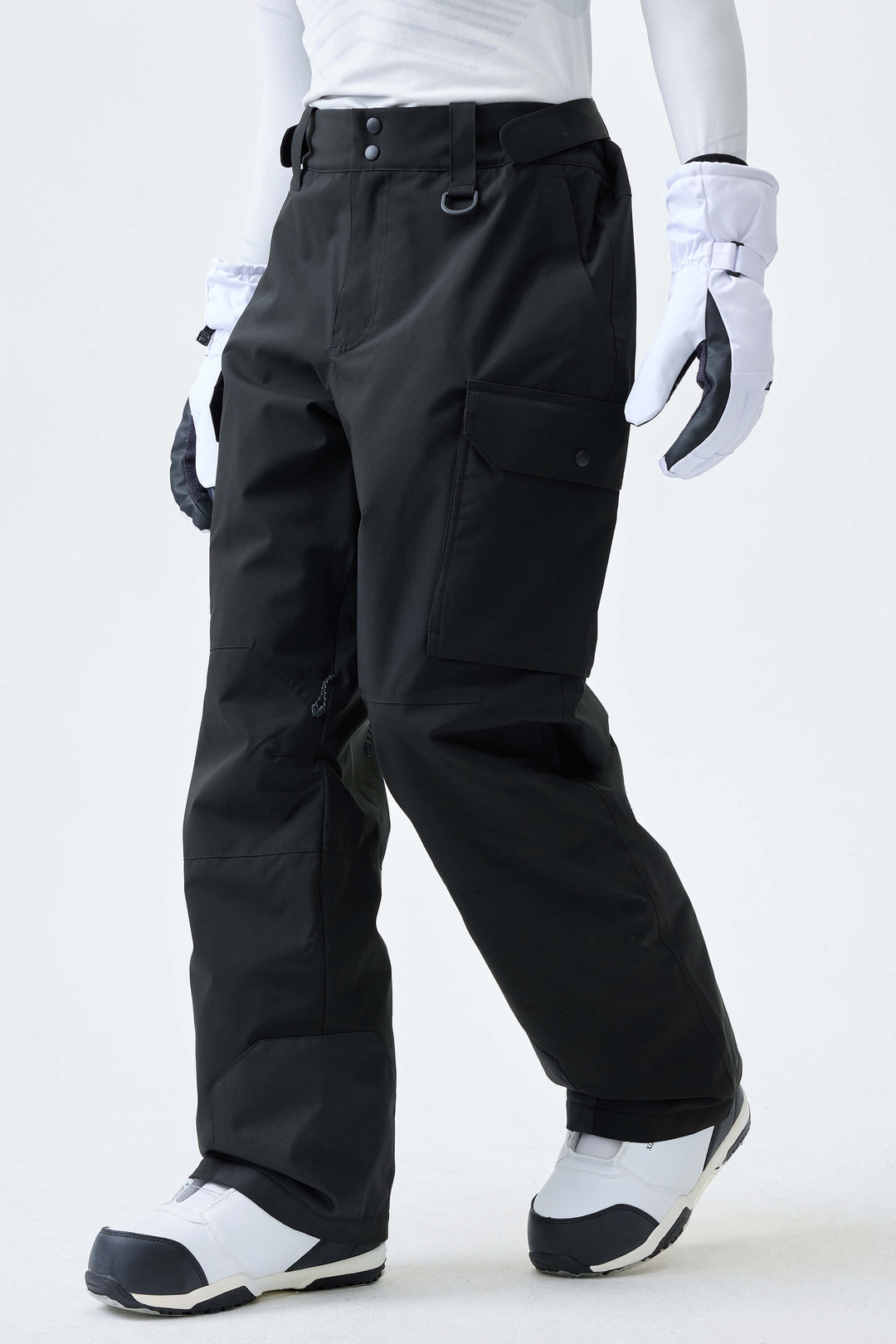 Men's Black High-Back Cargo Snow Pants