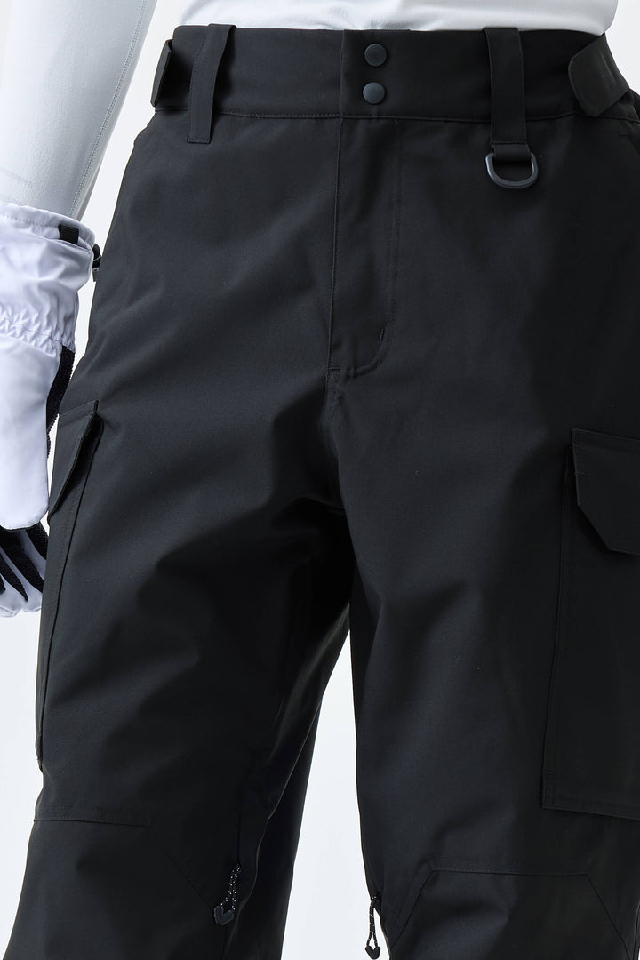 Men's Black High-Back Cargo Snow Pants